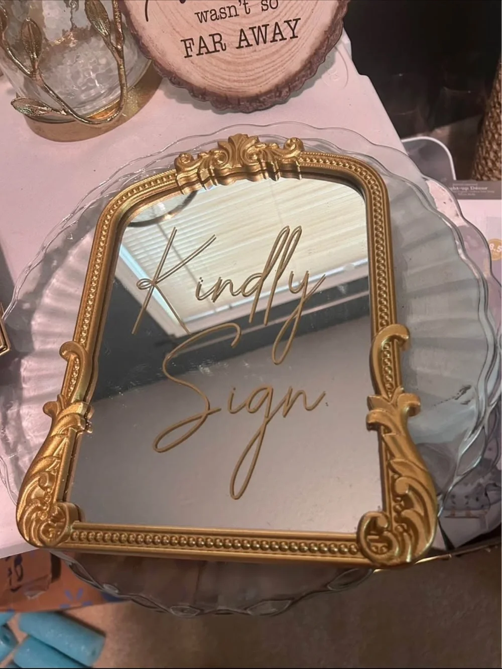 Gold Ornate 'Kindly Sign' Wall Mirror